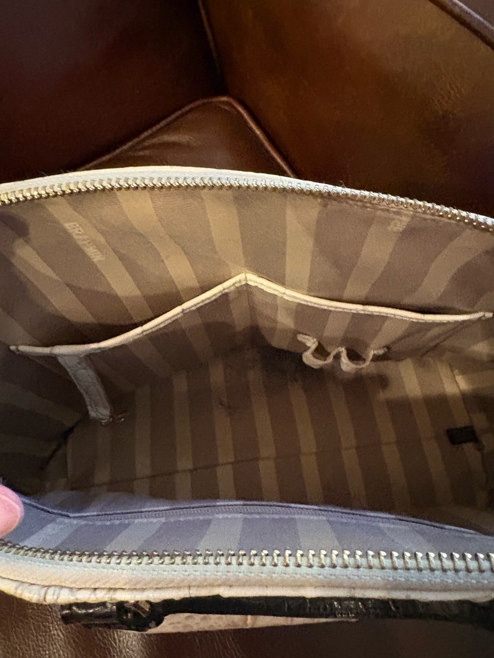 Brahmin Cream Croc-Embossed Duxbury Satchel with Black Trim and Tassel - Picture 9 of 13
